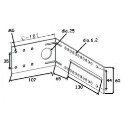 ÉQUERRE DEP107 - 6 TROUS M5
