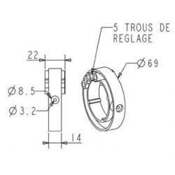 BAGUE VERROU ZF45 DIA.69 NOIR + VIS